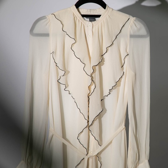 ARMANI EXCHANGE AX Women’s 100% Silk Ivory Ruffled Dress - Size 2 - Picture 3 of 8